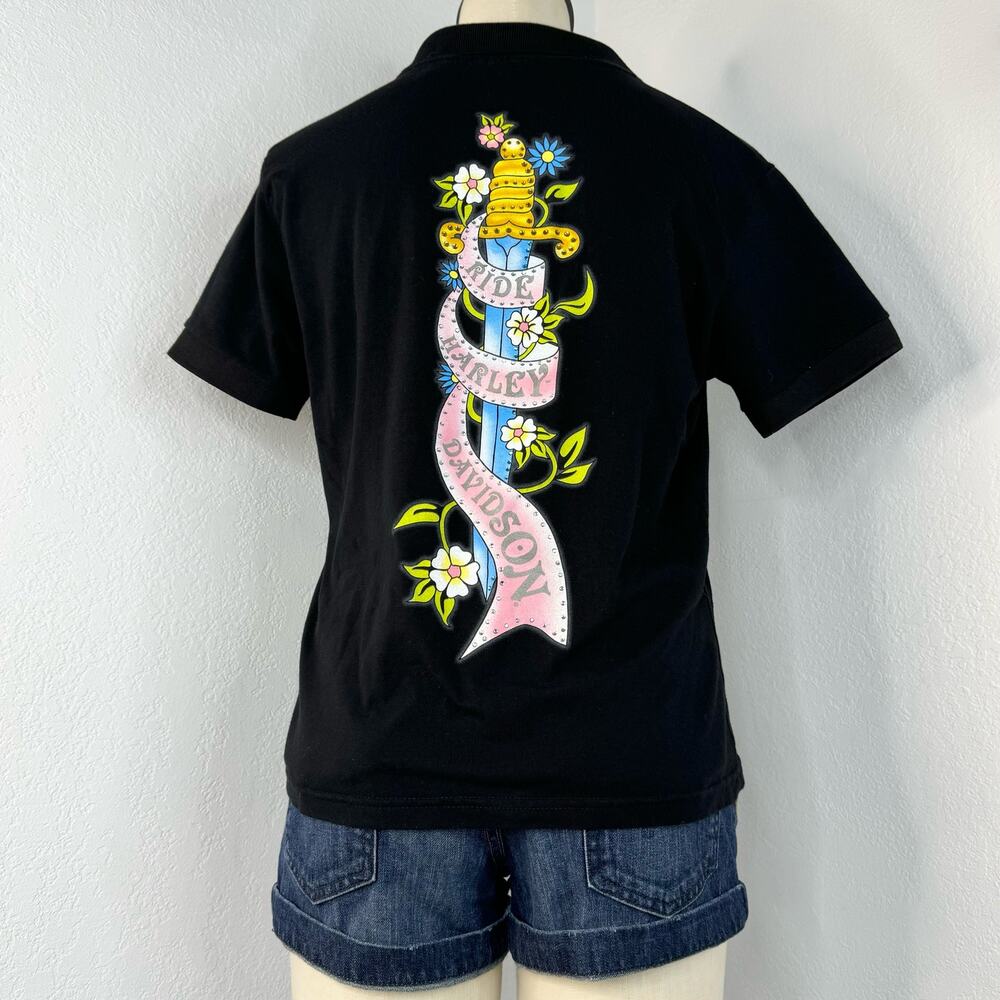 𝅺Harley-Davidson Sword Graphic Polo Shirt Black Medium